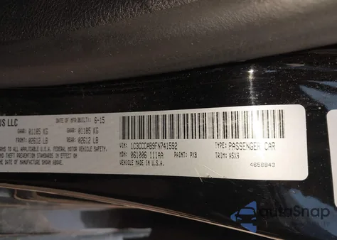 2015 Chrysler 200 Limited z USA, uszkodzony, nr VIN 1C3CCCAB9FN741592